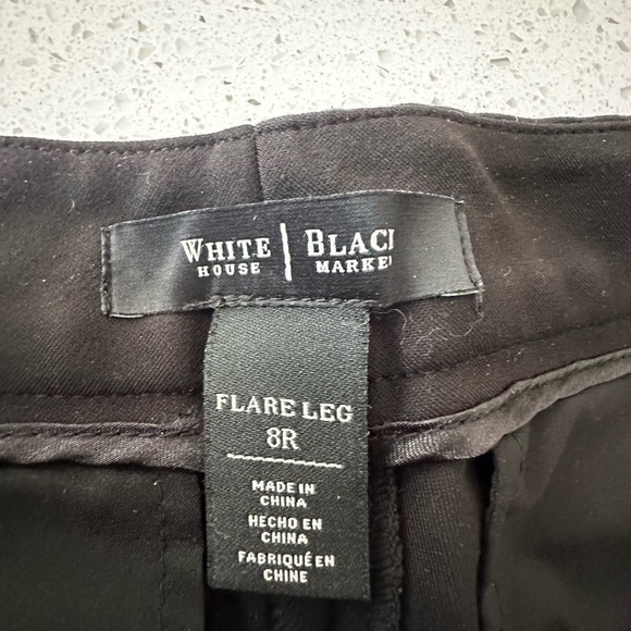White House Black Market black sailor button Black Flare Leg Pants 8R stretchy - Picture 2 of 7